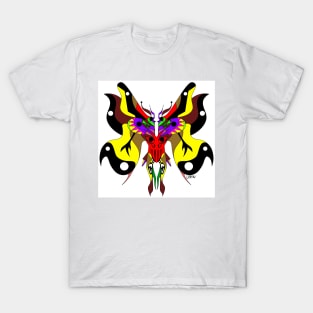 mothman fairy kaiju ecopop in armor of death in totonac patterns T-Shirt
